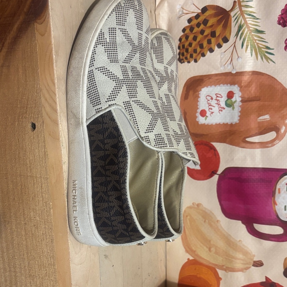 Michael Kors Monogram Slip-On Shoes - Black and White